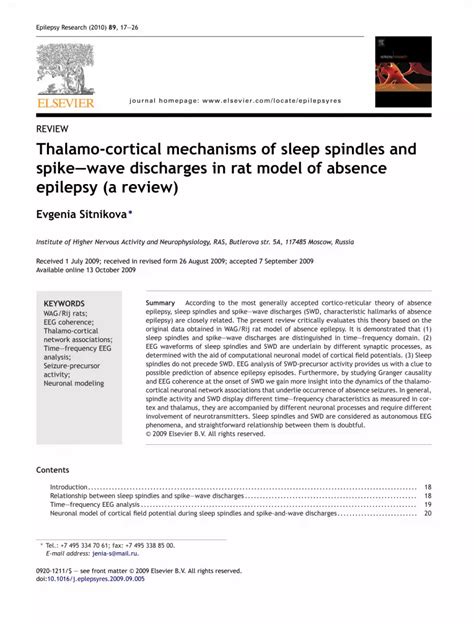 Pdf Thalamo Cortical Mechanisms Of Sleep Spindles And Spikewave