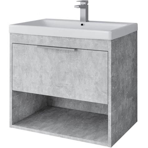 Astini Prague Concrete Drawer Wall Hung Mm Vanity Basin Chrome