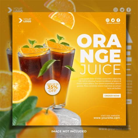 Premium PSD Orange Juice Menu Instagram Post Template