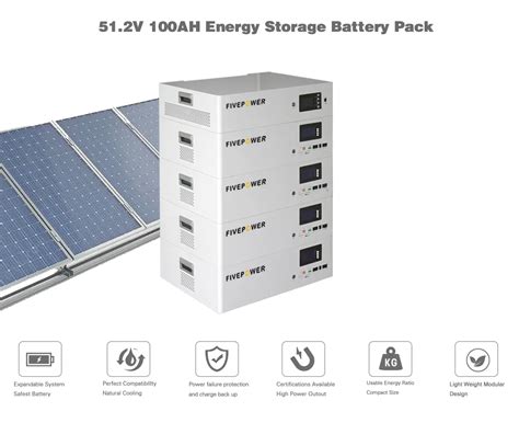 Stackable Lifepo4 Solar Battery Pack 48v 100ah