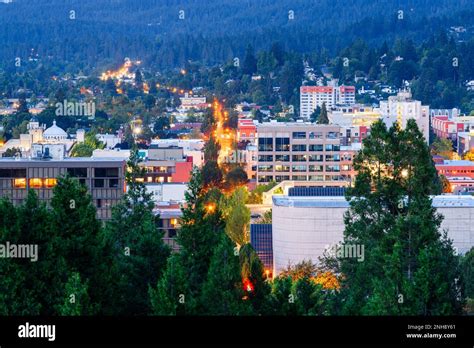 Eugene Oregon Usa Downtown Cityscape At Dusk Stock Photo Alamy