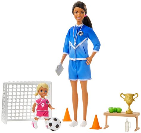 Barbie You Can Be Anything Soccer Coach Brunette Doll Playset BrickSeek