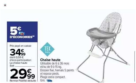 Offre Chaise Haute Tex Baby Chez Carrefour