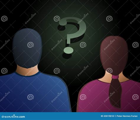 Couple With Question Marks Vector Illustration