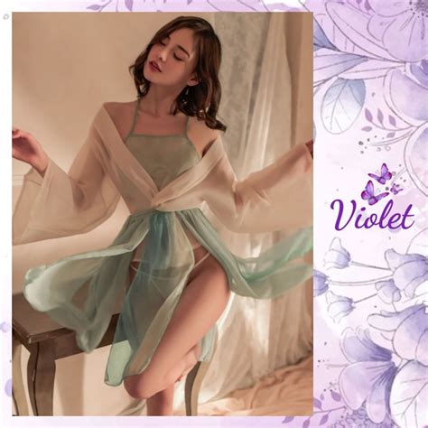 Jual Violet Lingerie Seksi Kostum Kuno Hanfu Seksi Piyama Saku Set