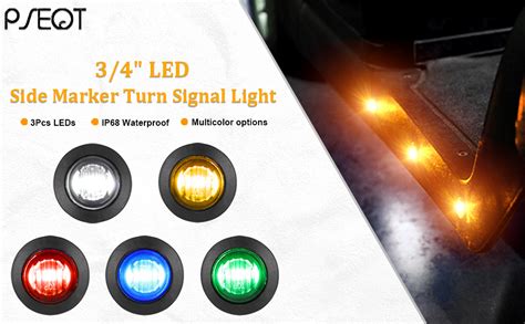 Pseqt 34 Round Led Side Marker Lights Clearance Turn Signal Indicators Bullet