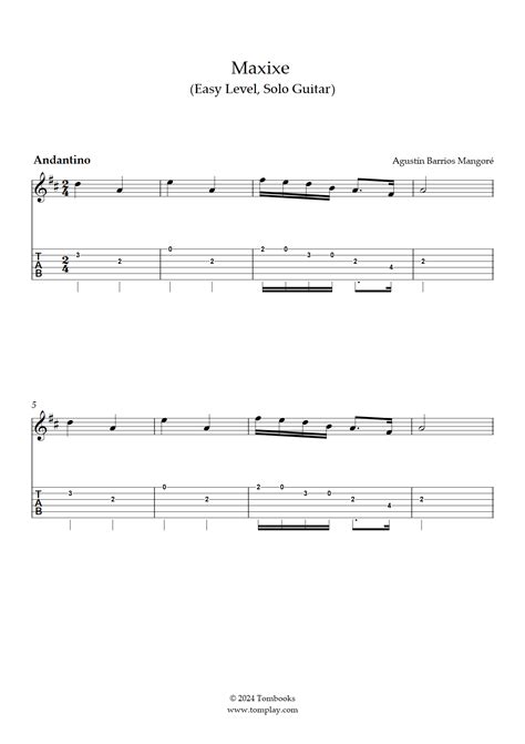 Maxixe Easy Level Solo Guitar Mangoré Guitar Tabs And Sheet Music