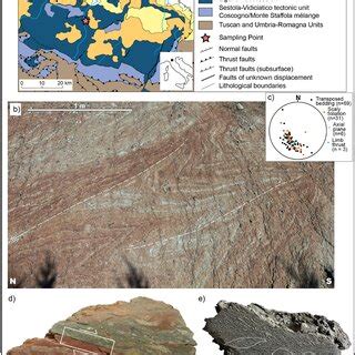 Geological setting. (a) Geologic map of part of the Northern Apennines ...