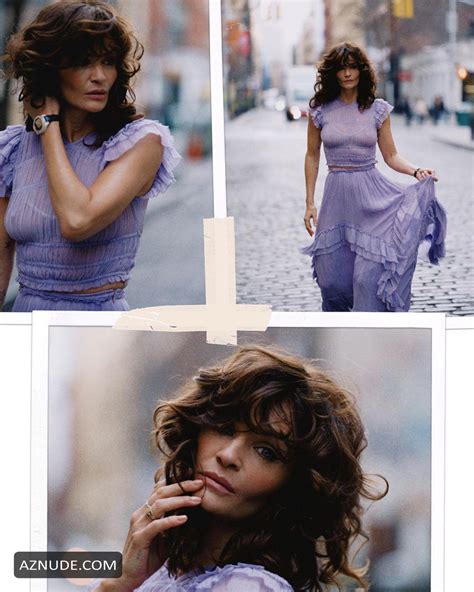 Helena Christensen Shows Her Tits Posing In A Purple Dress On The Street In A Photoshoot By Kat