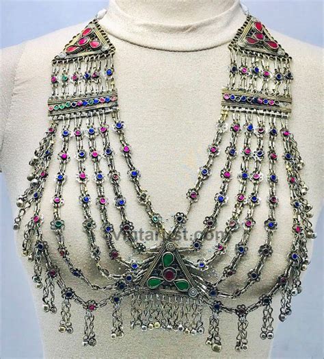 This Multilayer Bib Tribal Necklace With Dangling Tassels Is An Antique