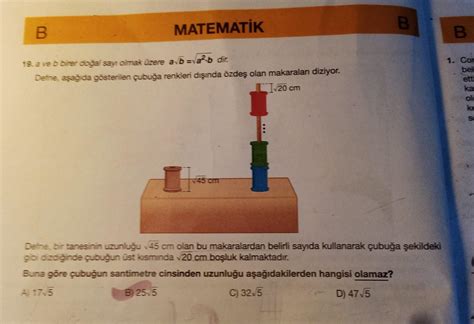 Matemat K B A Ve B Birer Do Al Say Olmak Zere Ab Vaz B Dir