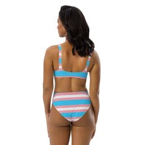 Transgender Pride Flag Bikini Trans Pride High Waisted Swimsuit Etsy