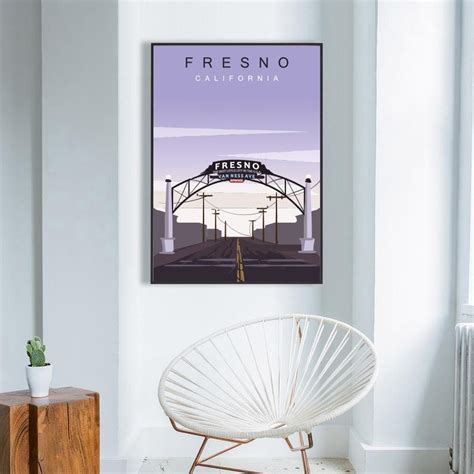 Fresno Poster California Posters Vintage Travel Poster Travel Art Retro