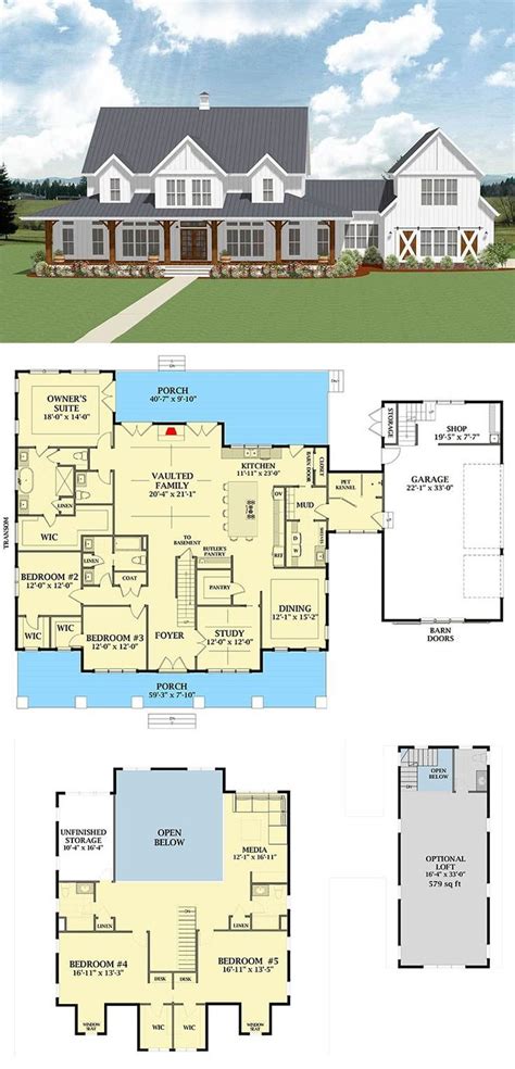 6 Bedroom Farmhouse Plans Colorful Dining Room