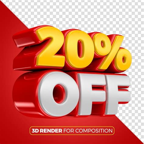 Premium PSD 20 Off Red Left 3d