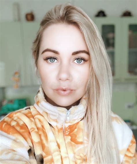 Blonde Girl Looking At The Camera Blonde Girl At Home Stock Photo Image Of Kitchen Blonde