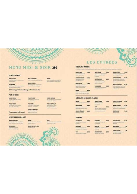 Menu 2024 Sai Restaurant Indien In Paris Thefork