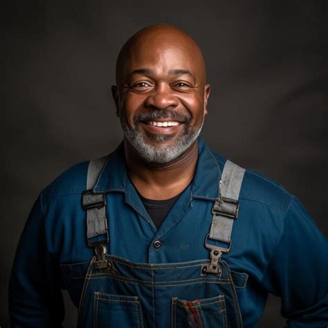 Premium Photo A Man Wearing Overalls And A Blue Shirt