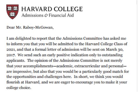 Ivy League College Acceptance Letter