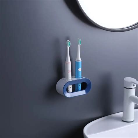 Double Hole Toothbrush Rack Bathroom Wall Mounted Electric Toothbrushes Holder For Couples On