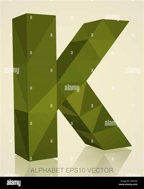 Abstract Khaki 3D Polygonal 0 With Reflection Low Poly Alphabet