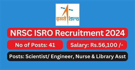 NRSC ISRO Recruitment 2024 41 Scientist Engineer SC Posts Apply Now