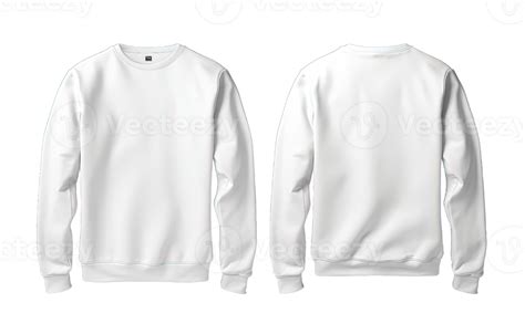 White Sweater Long Sleeve Front And Back Side Mockup Template Isolated