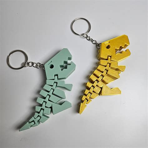 3d Printed Many Colors Cute Articulated Dinosour Keychain Etsy