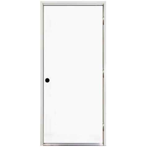 Steves And Sons 32 In X 80 In Premium Flush Primed White Left Hand Outswing Steel Prehung Front