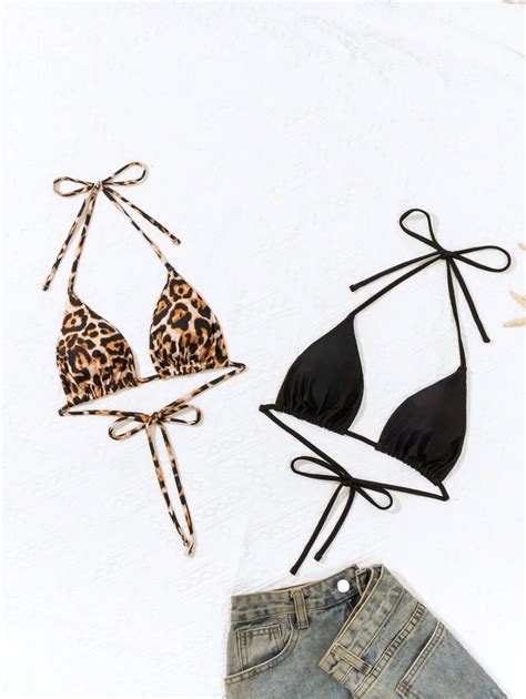 SHEIN Swim Halter Neck Swimwear Top Bikini Outfit Beach Swimwear