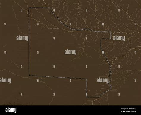 Kavango West Region Of Namibia Elevation Map Colored In Sepia Tones