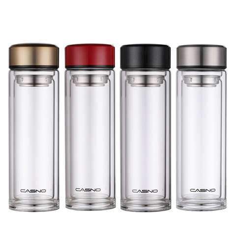 Borosilicate Glass Water Bottle With Long Tea Infuser Strainer Glass