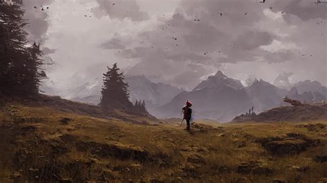 A Character In A Stunning Landscape By Jakub Rozalski Stable