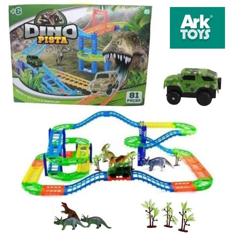 Brinquedo Infantil Dino Pista de Carrinhos 81 Peças Carro e