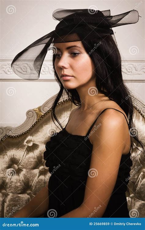 Attractive Brunette Sitting On The Couch Stock Image Image Of Brunette Gorgeous