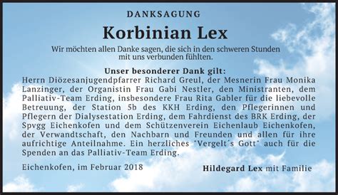 Traueranzeigen Von Korbinian Lex Trauer Merkur De