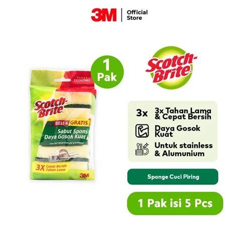 Jual M Scotch Brite Sabut Spons Sponge Cuci Piring Isi Sesuai Foto