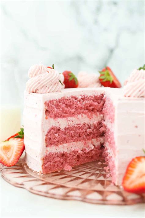 Fresh Strawberry Cake With Strawberry Frosting Recipe Beyond Frosting