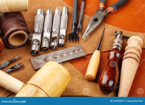 Homemade Leather Craft Tool Stock Image Image Of Thread Base 33183257