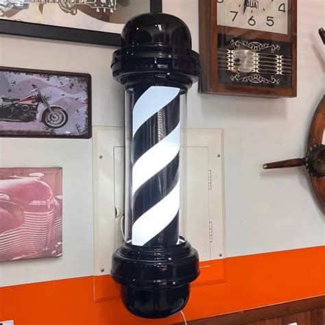 Barber Pole 65cm preto All Black luminária para barbearia bivolt Sem