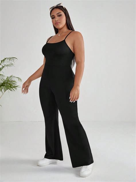 Shein Ezwear Plus Solid Flare Leg Cami Jumpsuit Shein Usa