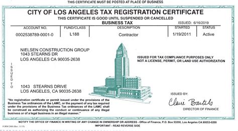 Los Angeles Business Tax Registration Certificate - prntbl ...