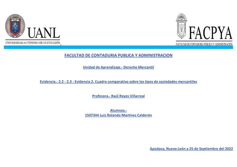 2 3 Evidencia 2 Cuadro Comparativo Sobre Los Tipos De Sociedades