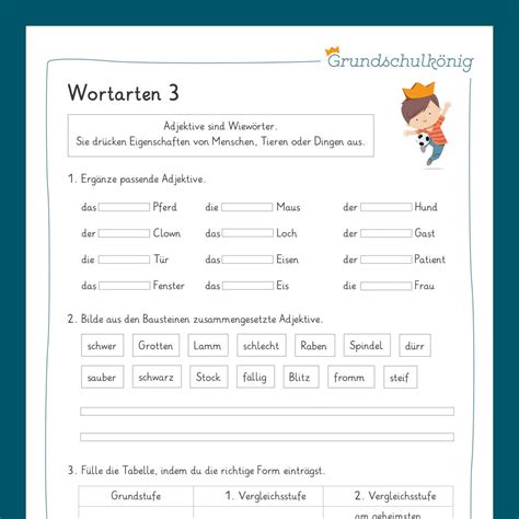 Königspaket Wortarten Deutsch 3 Klasse Inklusive Test Grundschulkönig Gmbh