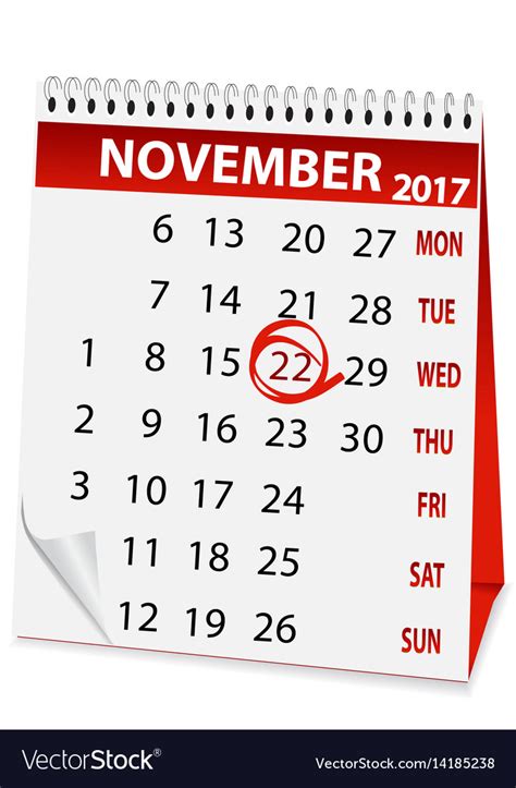 Thanksgiving Calendar Clipart