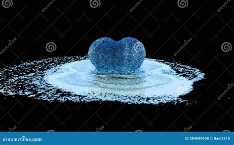 Melting Ice Heart On Black Background Valentine S Concept Stock Photo