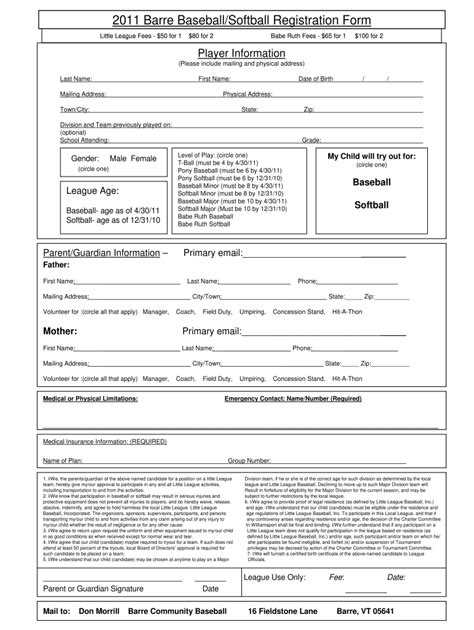 Free Softball Registration Form Fill Out Sign Online DocHub