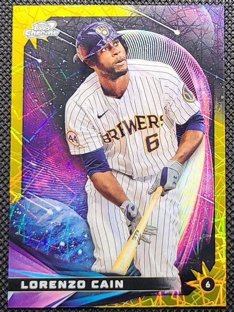 2022 Topps Chrome Cosmic Lorenzo Cain Gold Refractor Star Gaze 50