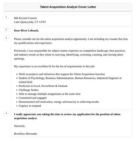 Talent Acquisition Analyst Cover Letter Velvet Jobs