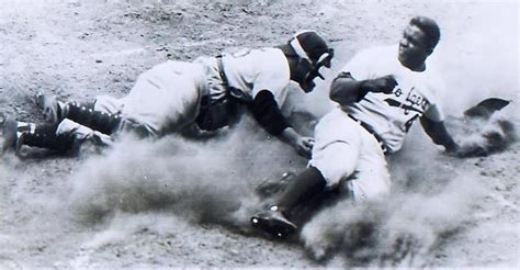 Jackie Robinson Stealing Home In Color